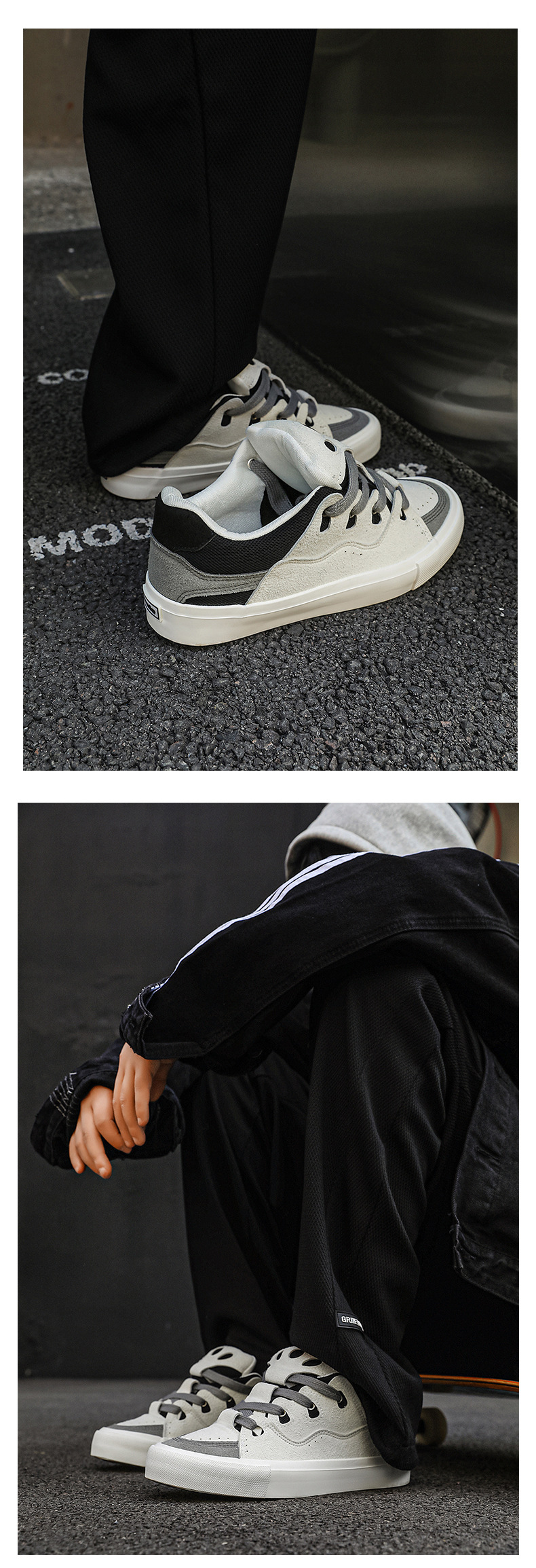 Unisex Colorblock Platform Lace-Up Skate Shoes detail 16