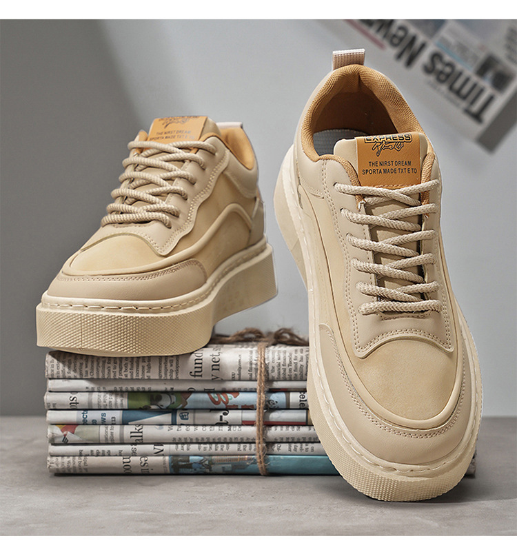 Herren Plateau Freizeitschuhe zum Schnüren aus PU-Leder detail 9
