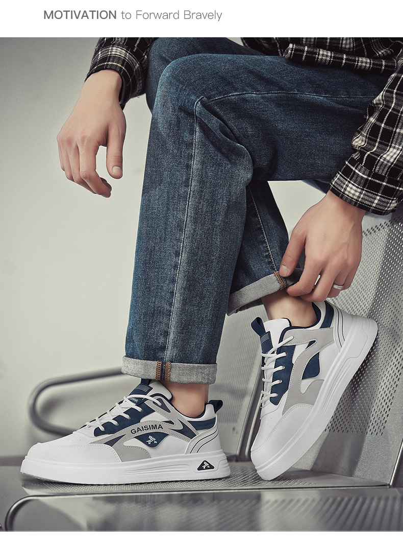 Scarpe casual da uomo stringate e traspiranti con design color block detail 4