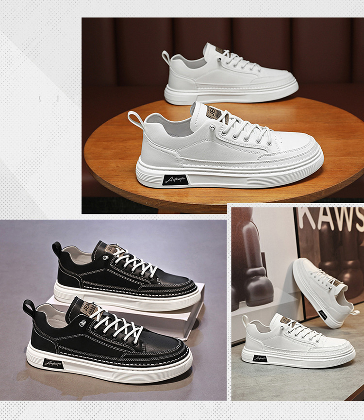Herren Freizeitschuhe aus PU-Leder Rutschfeste Sneaker zum Schnüren detail 2