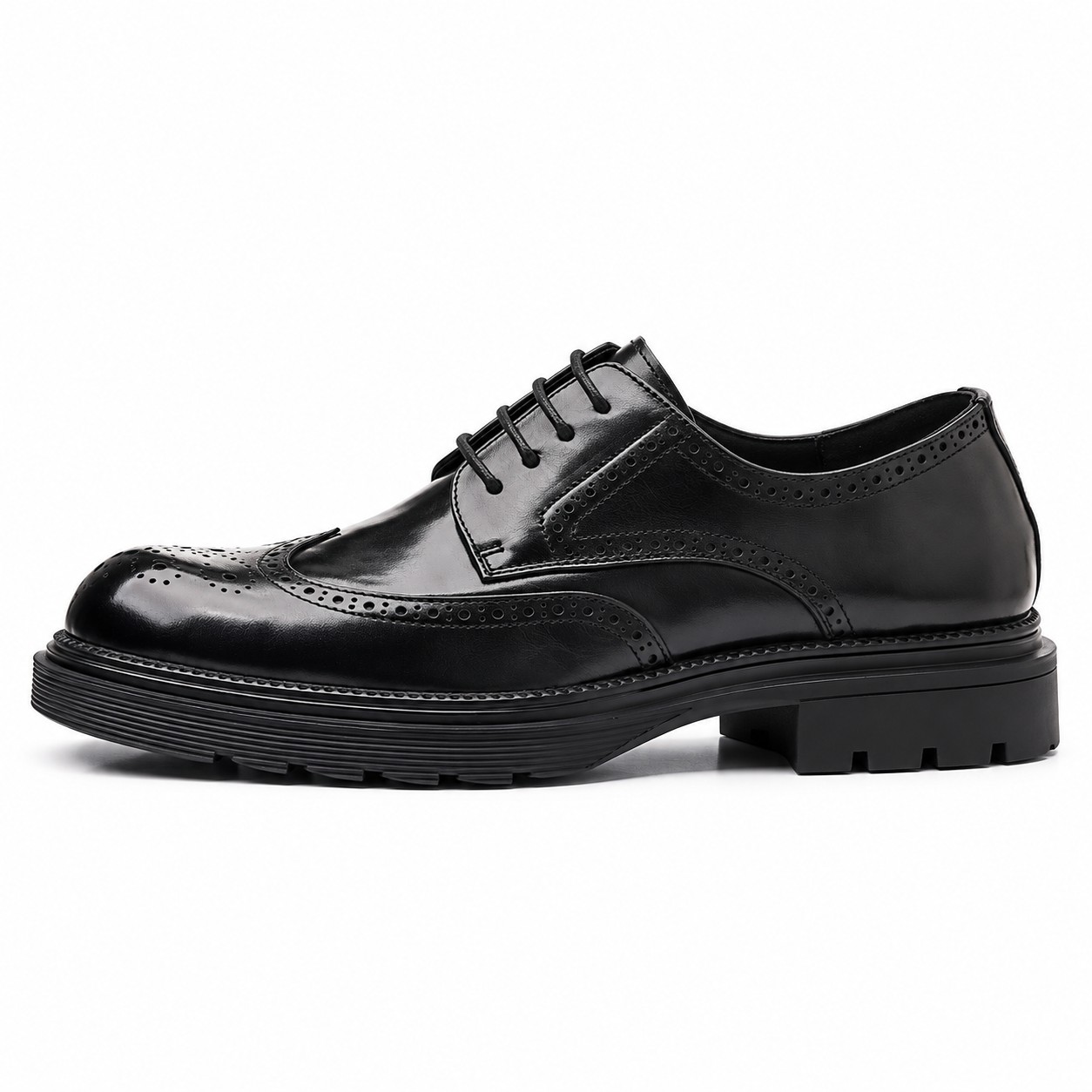 Men's Full-Grain Leather Wingtip Brogue Derby Dress Shoes