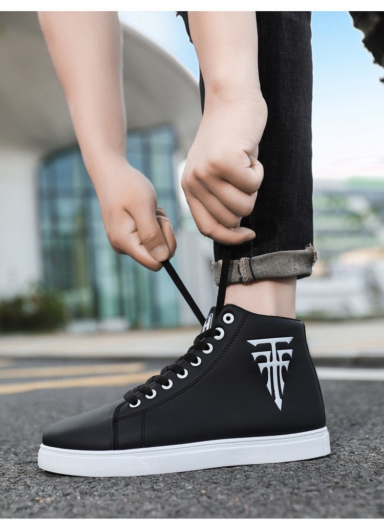 Men's Lace-Up PU Leather High-Top Casual Shoes detail 5