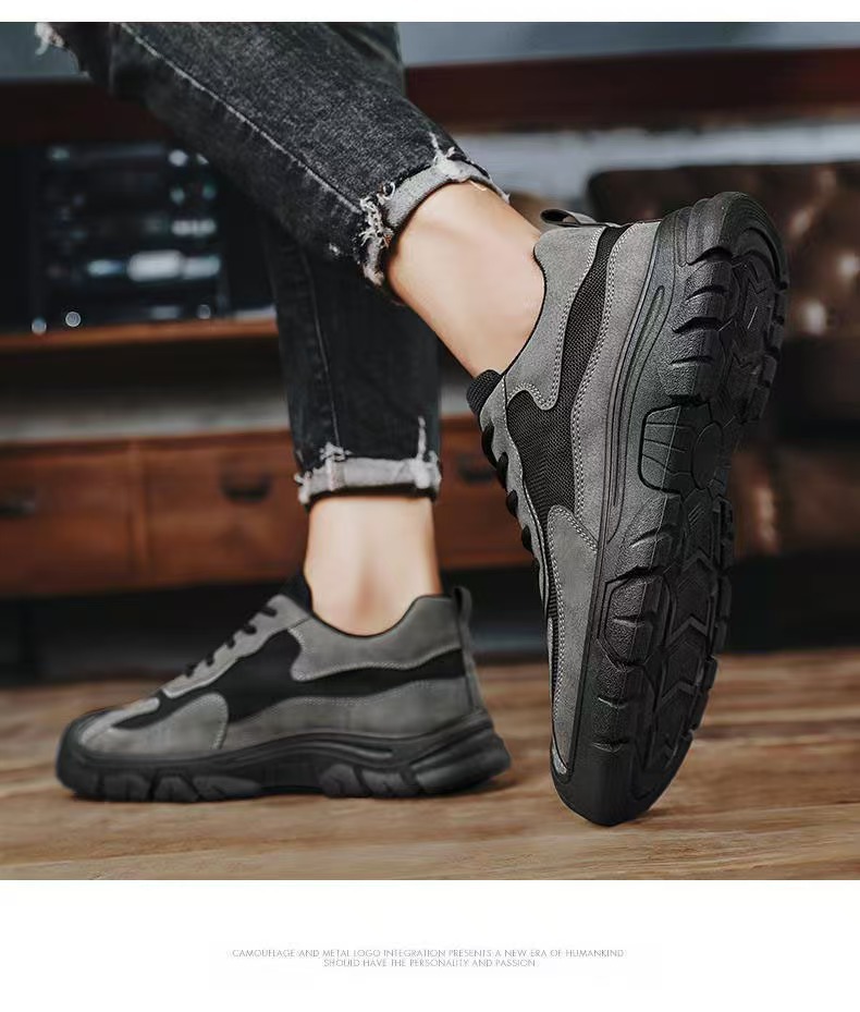 Zapatos casuales de hombre antideslizantes con cordones colorblock detail 8