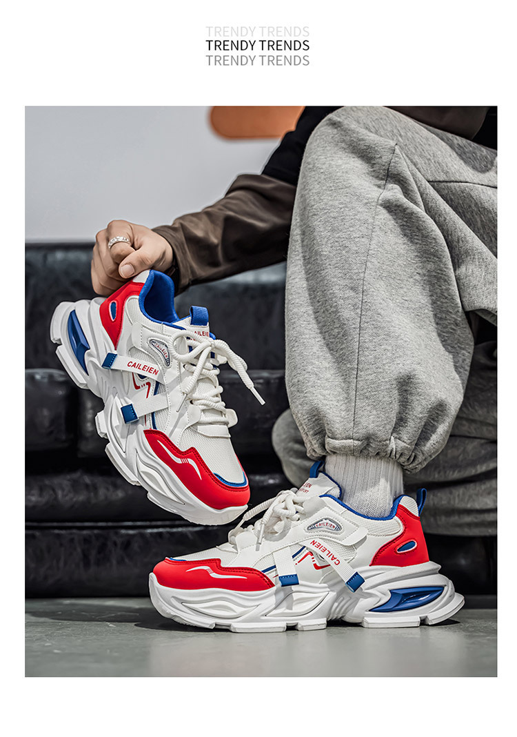 Atmungsaktive Chunky Plateau-Sneaker für Herren mit Schnürung detail 18