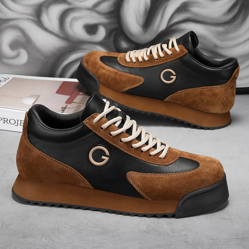 Herren Plateau-Sneaker aus Leder im Colorblock-Design detail 3