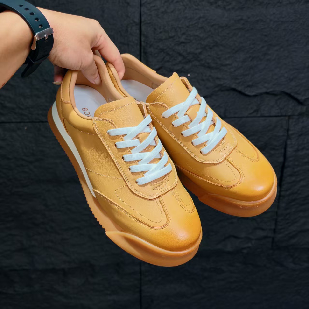Atmungsaktive Unisex-Freizeitschuhe aus Leder mit Schnürung detail 2
