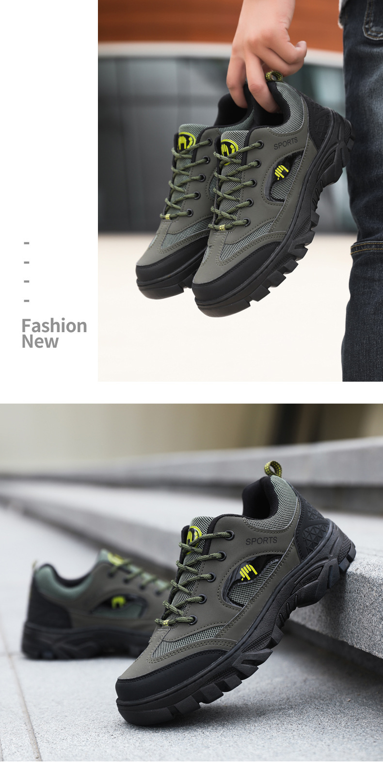 Atmungsaktive rutschfeste Herren-Sportschuhe zum Schnüren für draußen detail 19