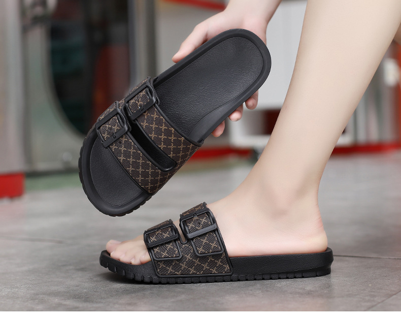 Casual heren slippers met open neus en dubbele gesp detail 5
