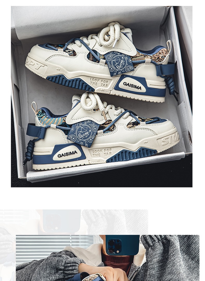 Scarpe casual da uomo con suola platform chunky e motivo color block detail 5