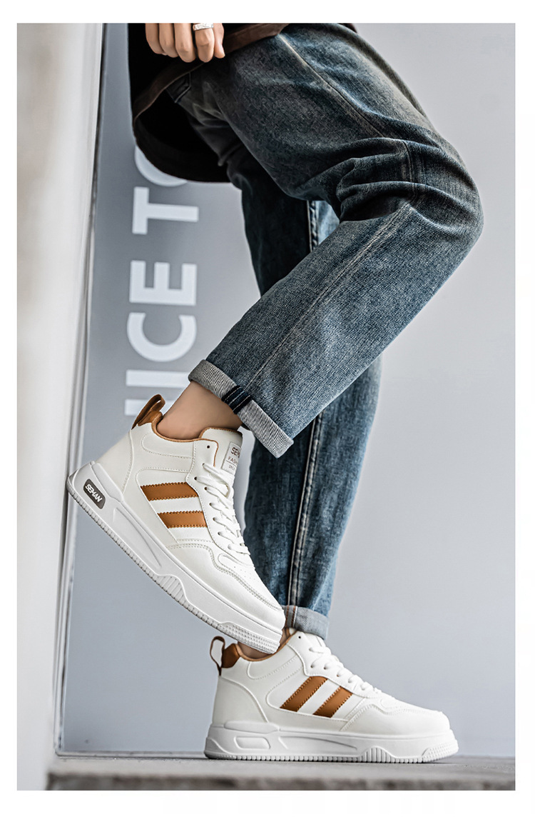Men's Lace-Up PU Leather Colorblock Casual Sneakers detail 3