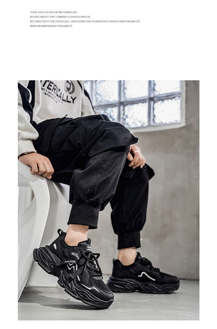 Atmungsaktive Chunky Plateau-Sneaker für Herren mit Schnürung detail 1