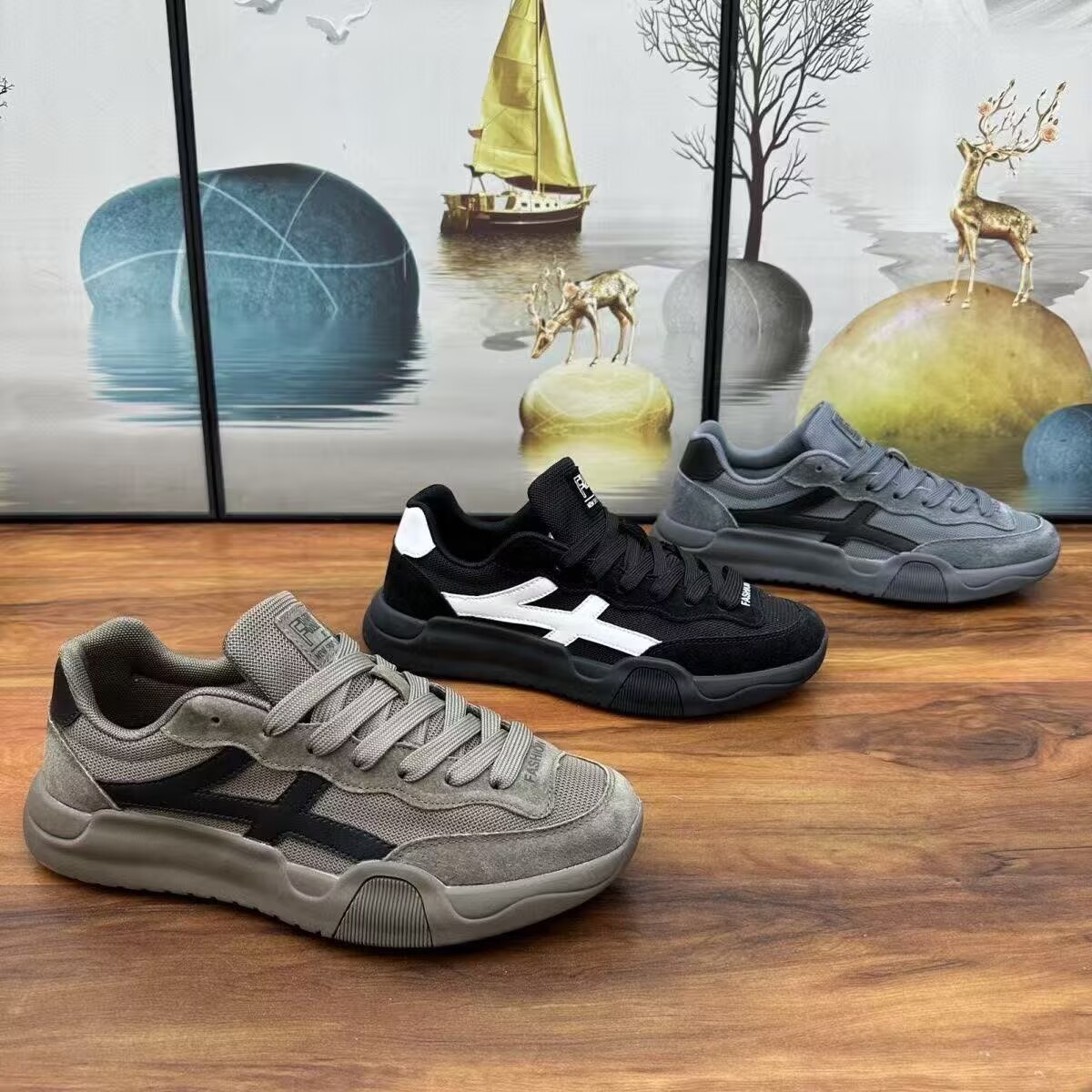Sneakers casual da uomo traspiranti in mesh con lacci detail 6