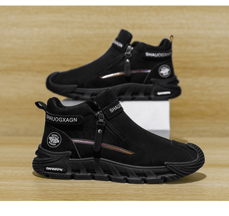 Rutschfeste High-Top Freizeitschuhe für Herren mit Reißverschluss detail 5