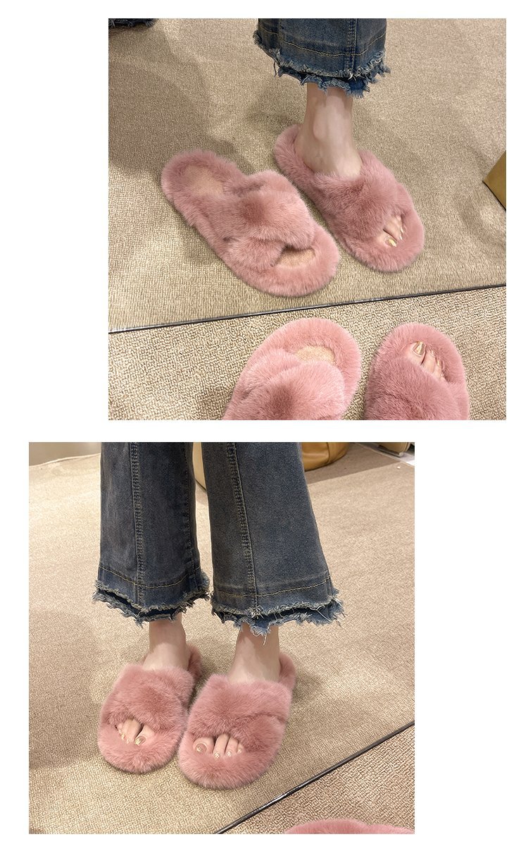 Women's Cozy Plush Open-Toe Flat Slippers detail 4