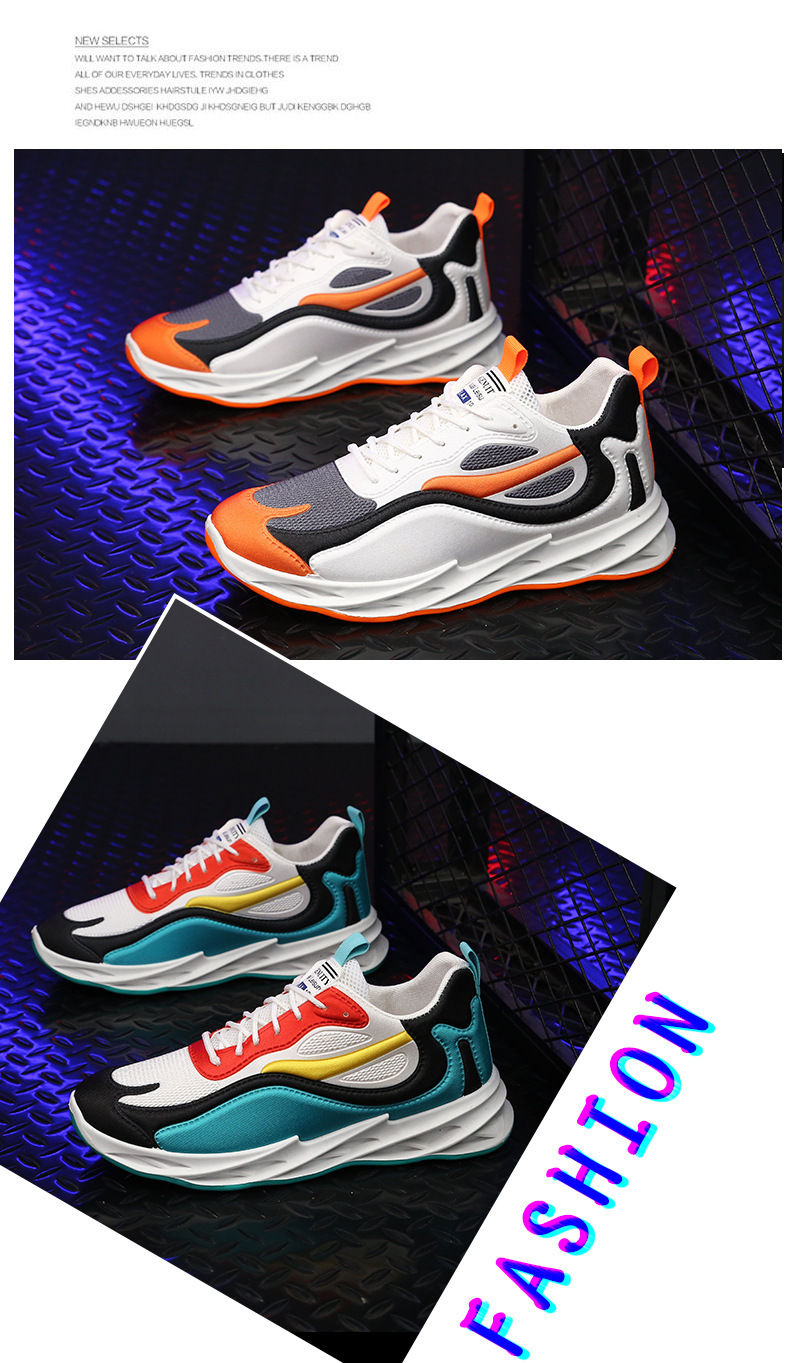Men's Breathable Colorblock Lace-Up Athletic Shoes detail 5