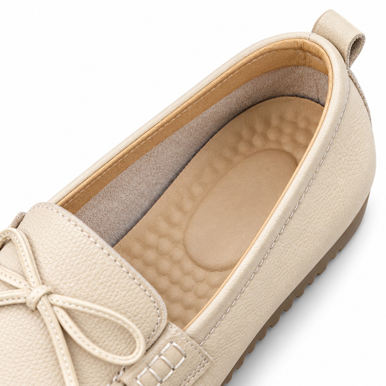 Women's Full-Grain Leather Bow Moccasin Flats 8