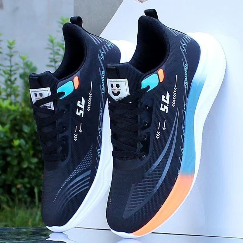 Men's Breathable Cushioned Lace-Up Running Shoes 5