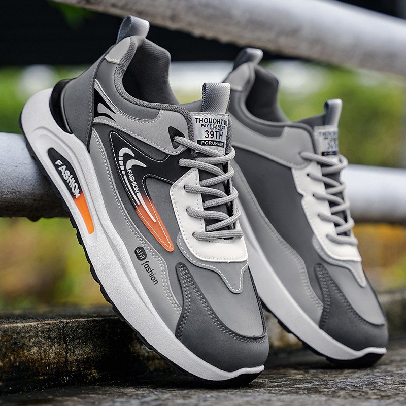 Baskets casual à plateforme et lacets pour homme avec amorti colorblock 3