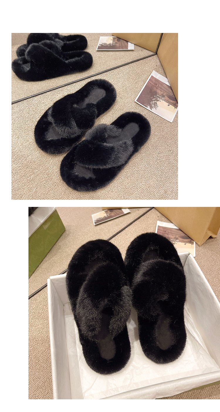 Women's Cozy Plush Open-Toe Flat Slippers detail 11