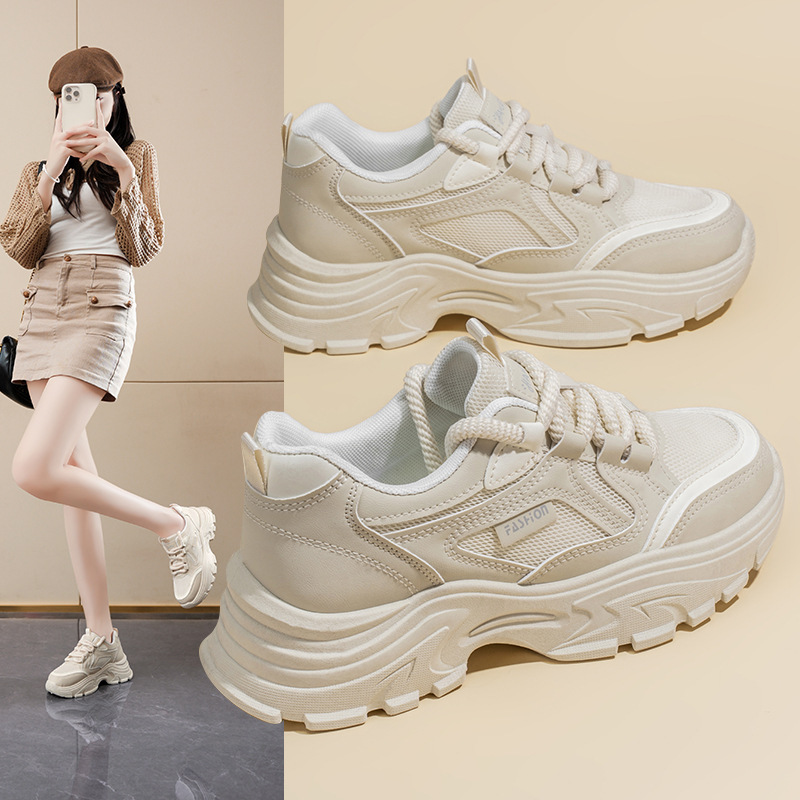 Atmungsaktive Plateau-Sneaker für Damen mit dicker Sohle