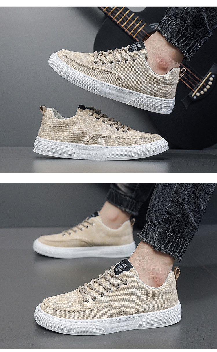 Men's Breathable Canvas Lace-Up Platform Casual Shoes detail 10
