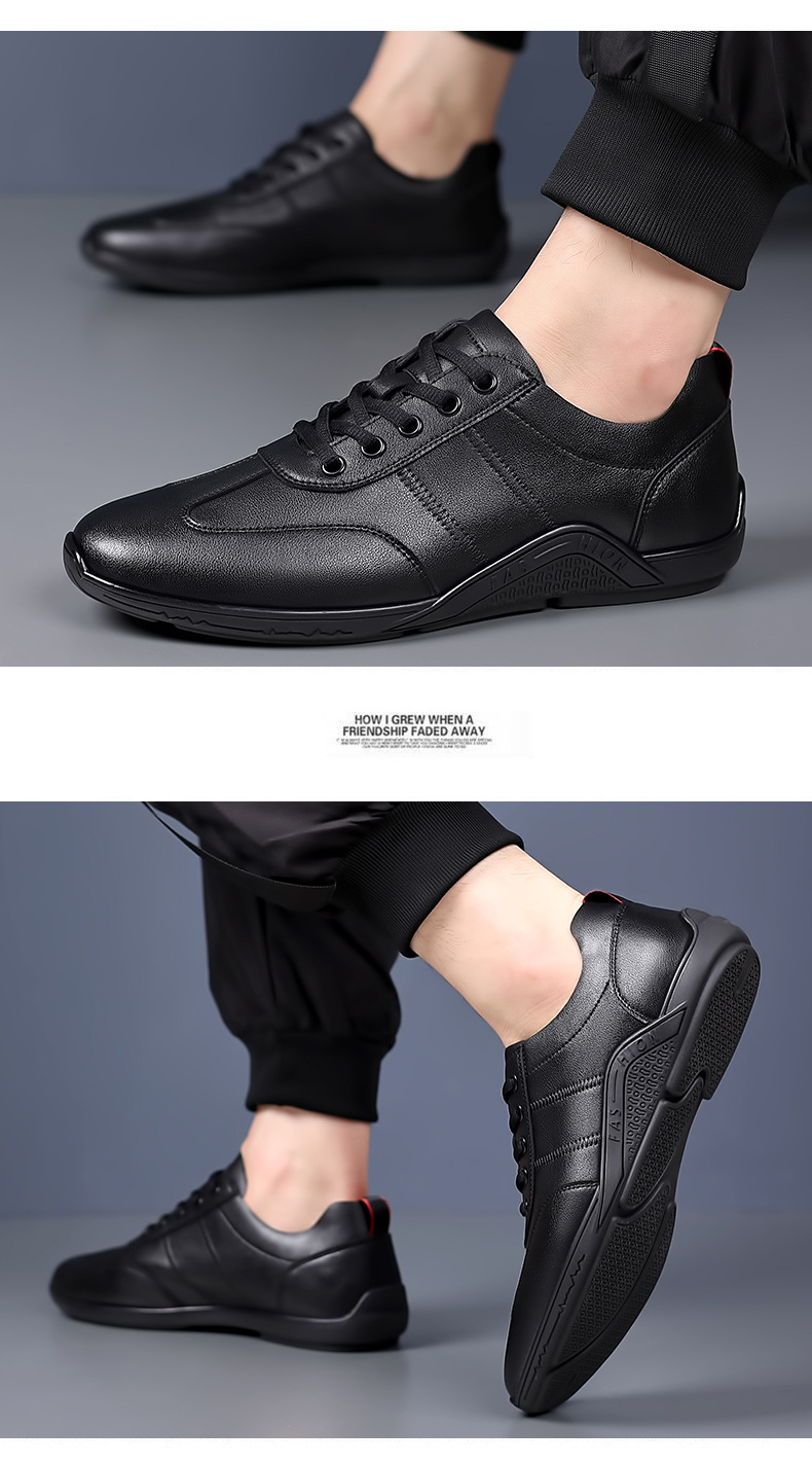 Men's Lightweight PU-Leather Lace-Up Casual Shoes detail 20