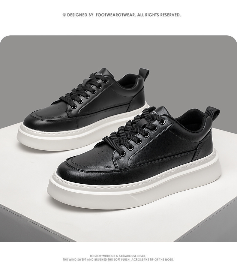 Einfarbige Plateau-Freizeitschuhe aus Leder für Herren detail 13
