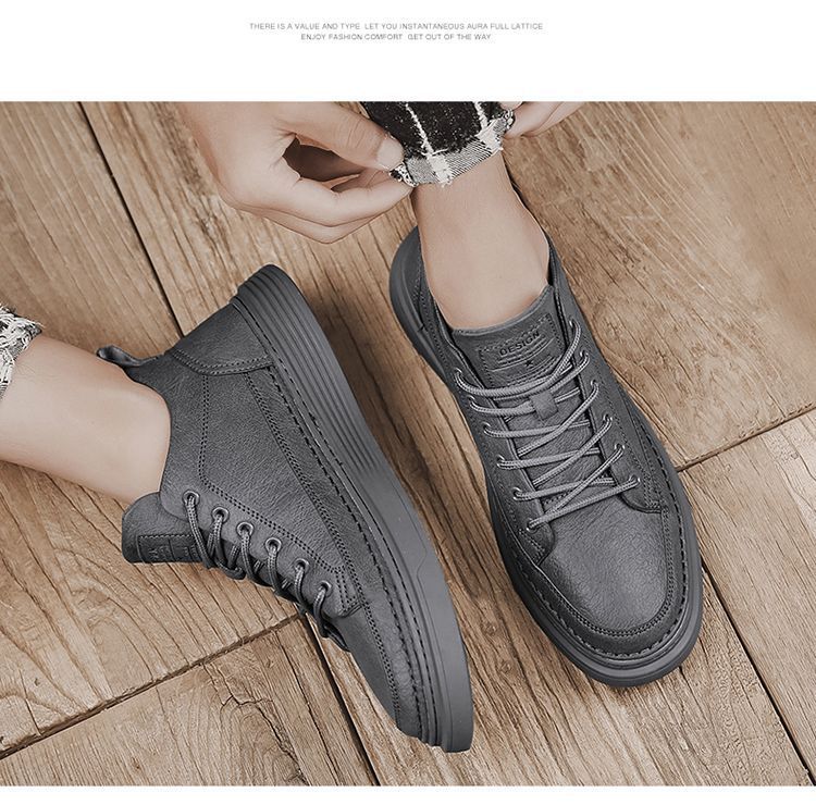 Rutschfeste PU-Leder Freizeitschuhe für Herren mit Schnürung detail 5