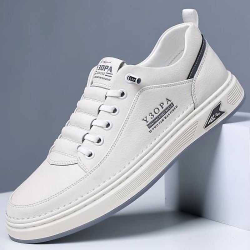 Klassische PU-Leder Freizeitschuhe für Herren – Low-Top Sneaker