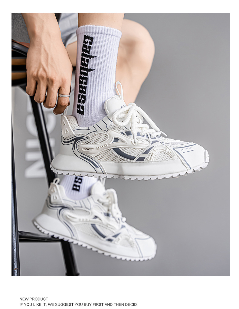 Baskets casual respirantes en mesh à blocs de couleurs pour homme detail 6