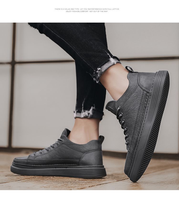 Rutschfeste PU-Leder Freizeitschuhe für Herren mit Schnürung detail 4