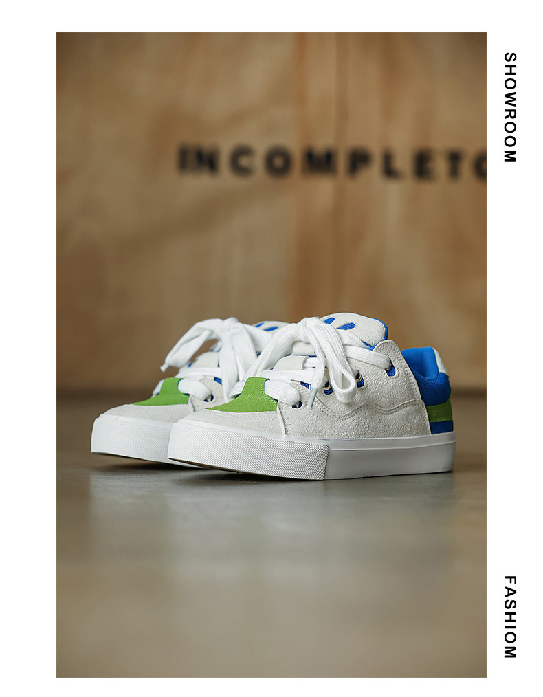 Unisex Colorblock Platform Lace-Up Skate Shoes detail 3