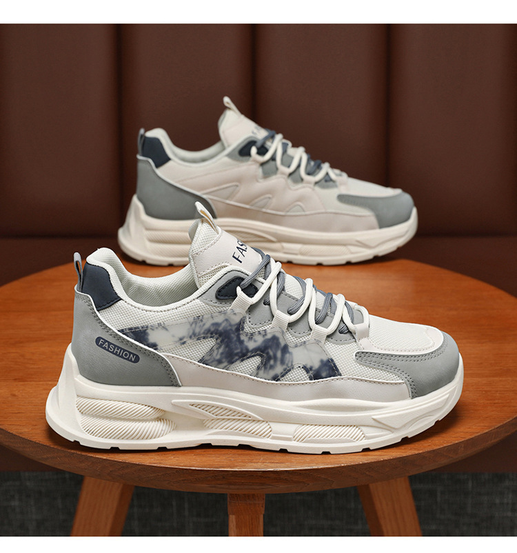 Sneakers casual da uomo traspiranti con plateau e motivo color block detail 6