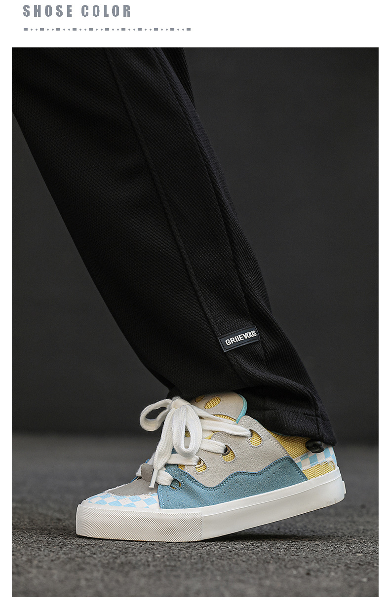 Unisex Colorblock Platform Lace-Up Skate Shoes detail 19