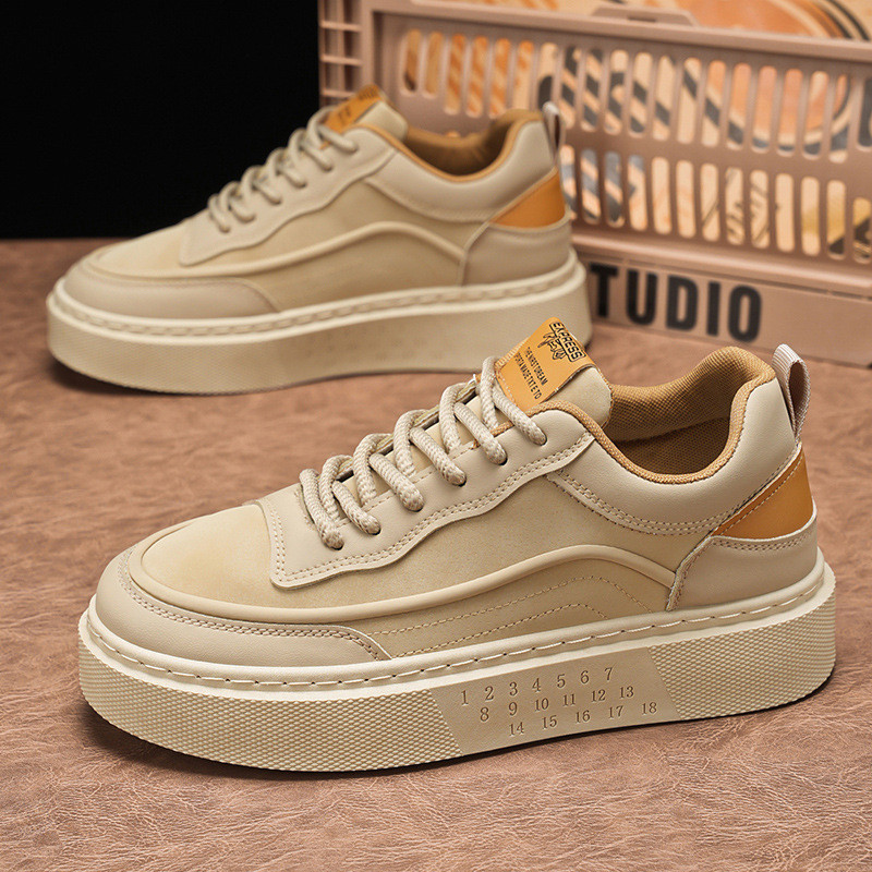 Herren Plateau Freizeitschuhe zum Schnüren aus PU-Leder 4