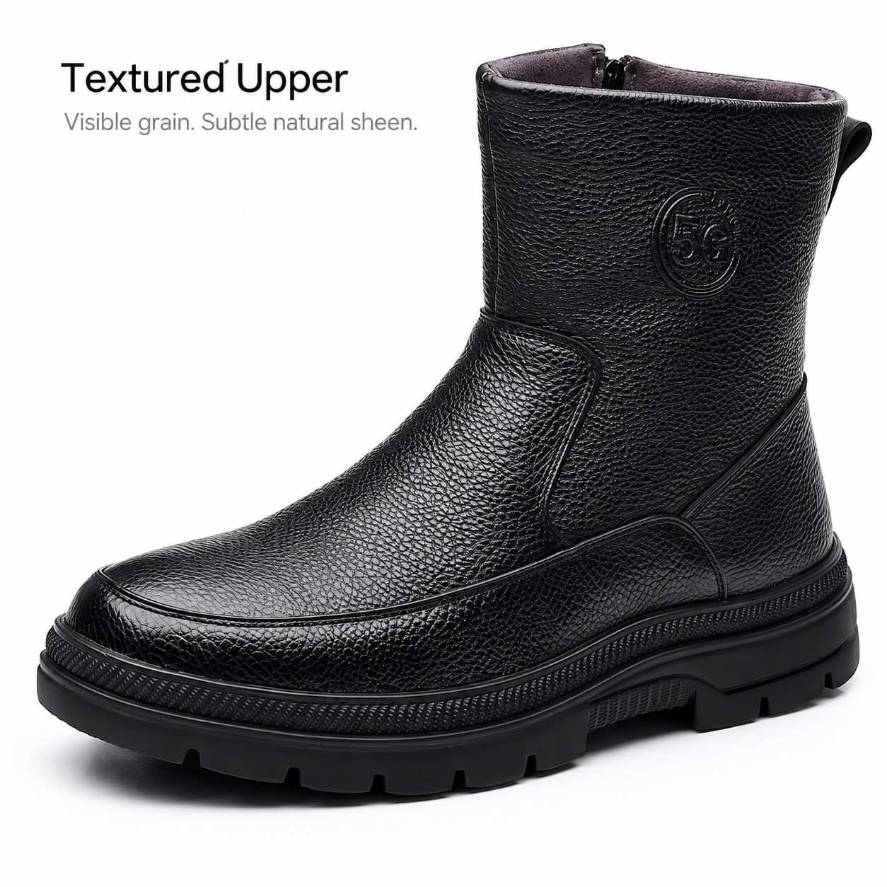 Men's Fur-Lined Full-Grain Leather Side-Zip Boots detail 1