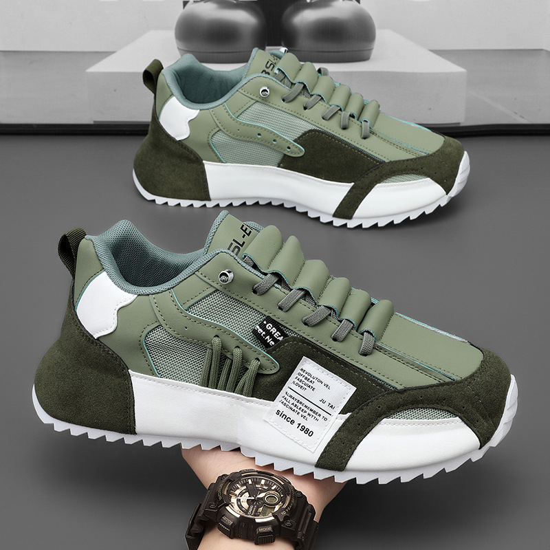 Scarpe casual da uomo traspiranti stringate con plateau e motivo color block 5