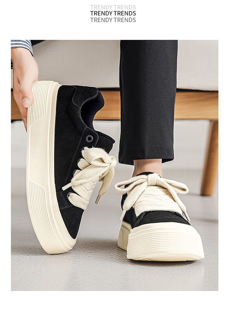 Unisex Plateau-Freizeitschuhe aus Wildleder mit Dämpfung und Schnürung detail 12