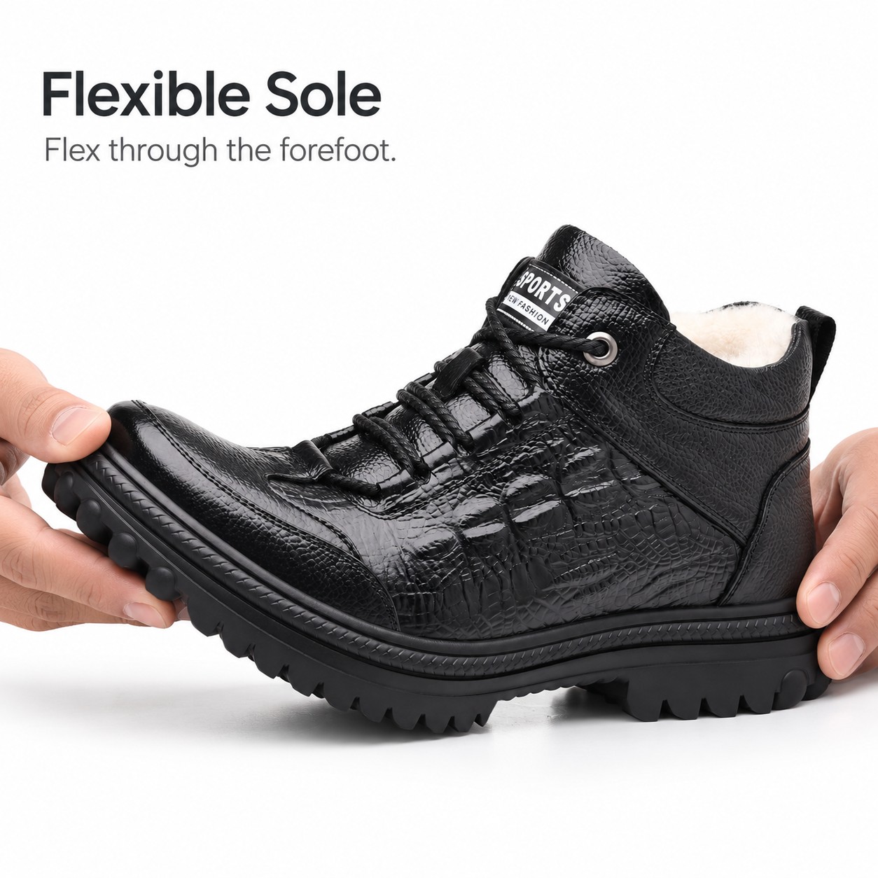 Men's Full-Grain Leather Lug-Sole Lace-Up Boots detail 5
