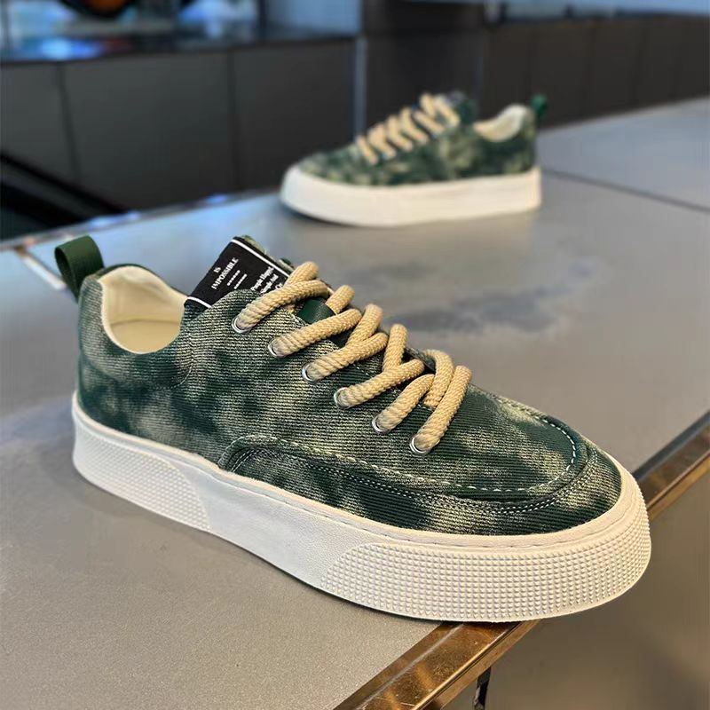 Atmungsaktive Canvas-Freizeitschuhe für Herren mit Schnürung & Plateau