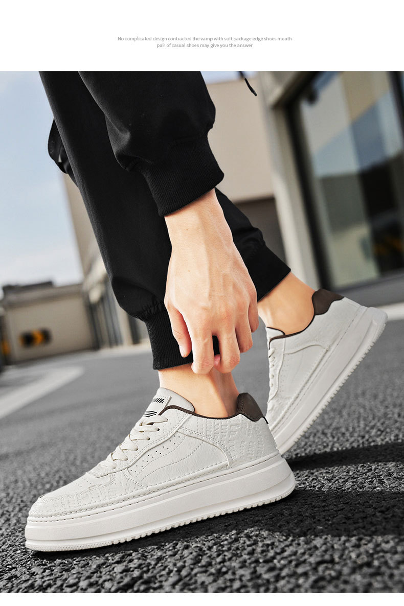 Sneakers casual da uomo stringate con plateau in pelle PU detail 5