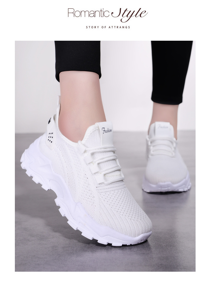 Ademende chunky platform sneakers voor dames van gebreid materiaal detail 2