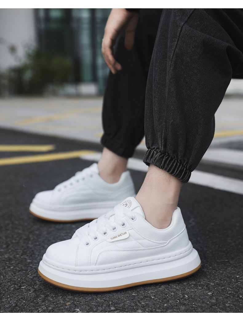 Herren Plateau-Freizeitschuhe aus PU-Leder zum Schnüren detail 3