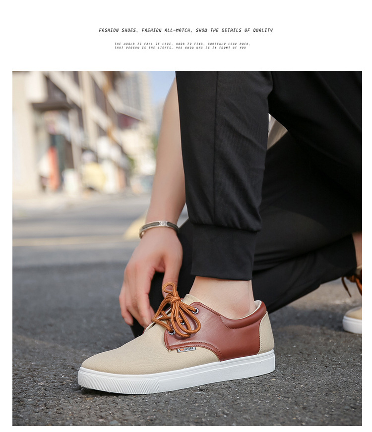 Men's Breathable Canvas Colorblock Casual Shoes detail 3
