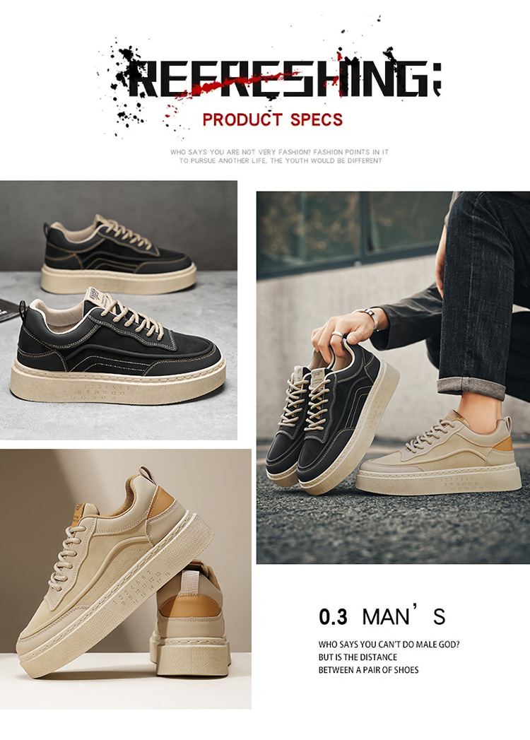 Herren Plateau Freizeitschuhe zum Schnüren aus PU-Leder detail 1