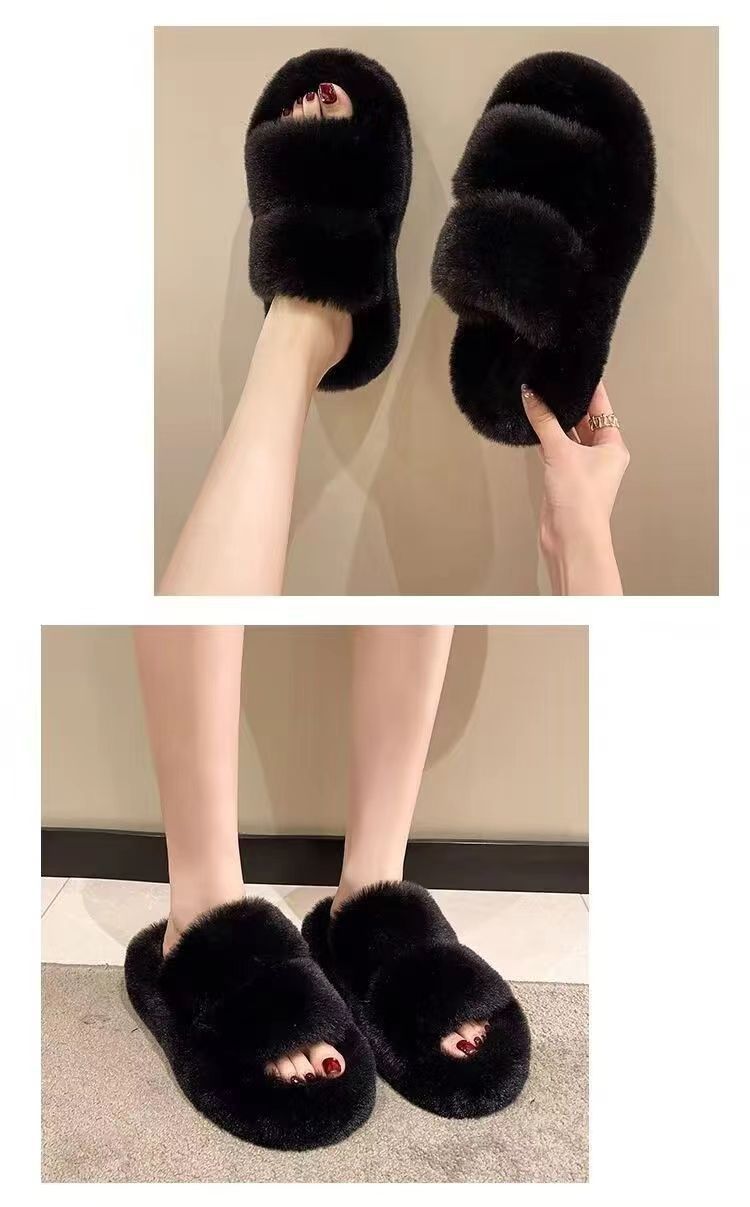 Chaussons douillets en peluche à bout ouvert pour femme detail 4