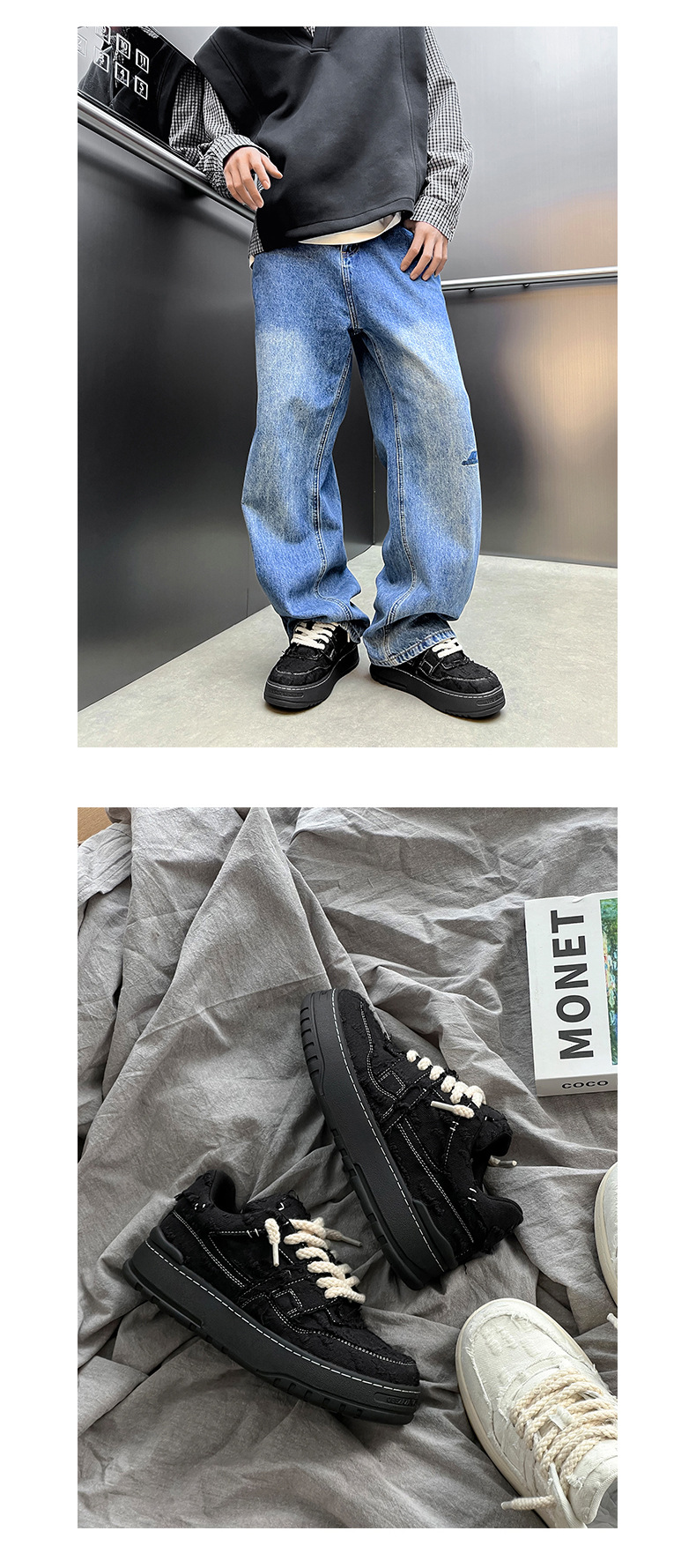 Unisex Plateau-Freizeitschuhe im Distressed-Look mit Schnürung detail 13