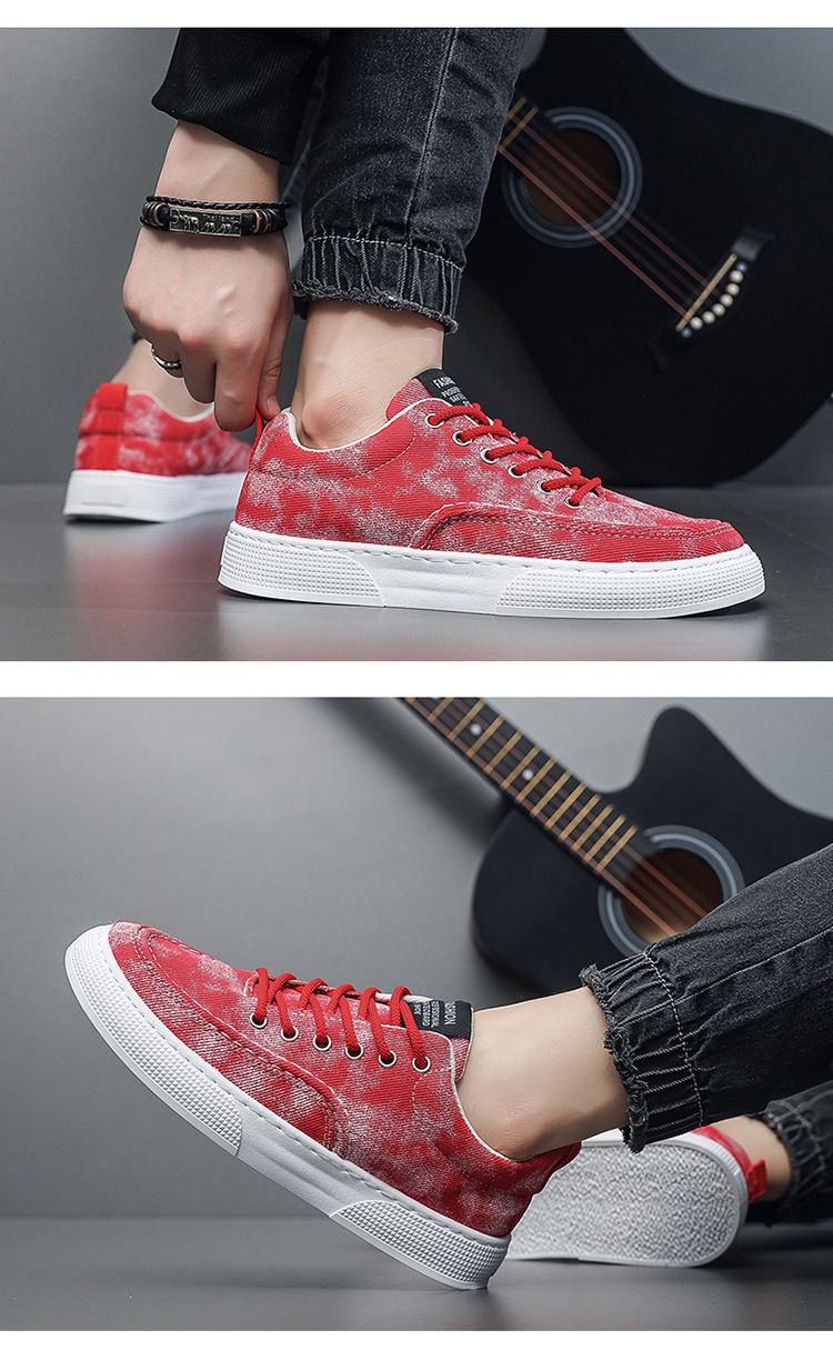 Men's Breathable Canvas Lace-Up Platform Casual Shoes detail 15