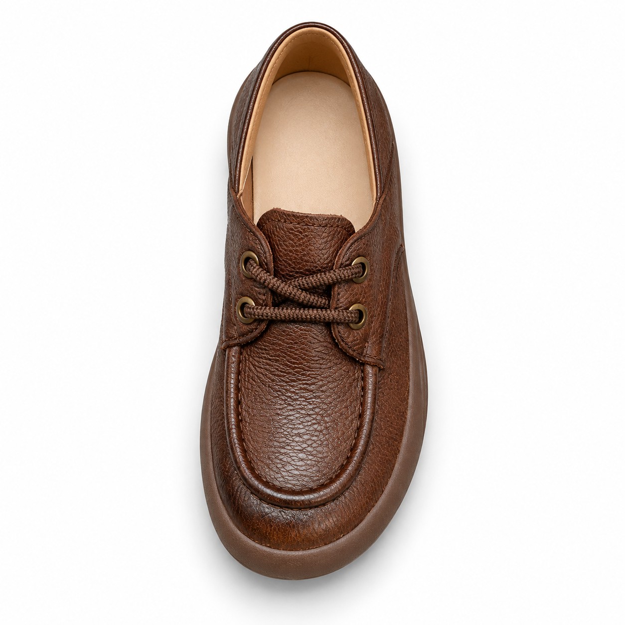 Women's Full-Grain Leather Wide Toe Box Lace-Up Casual Shoes 2