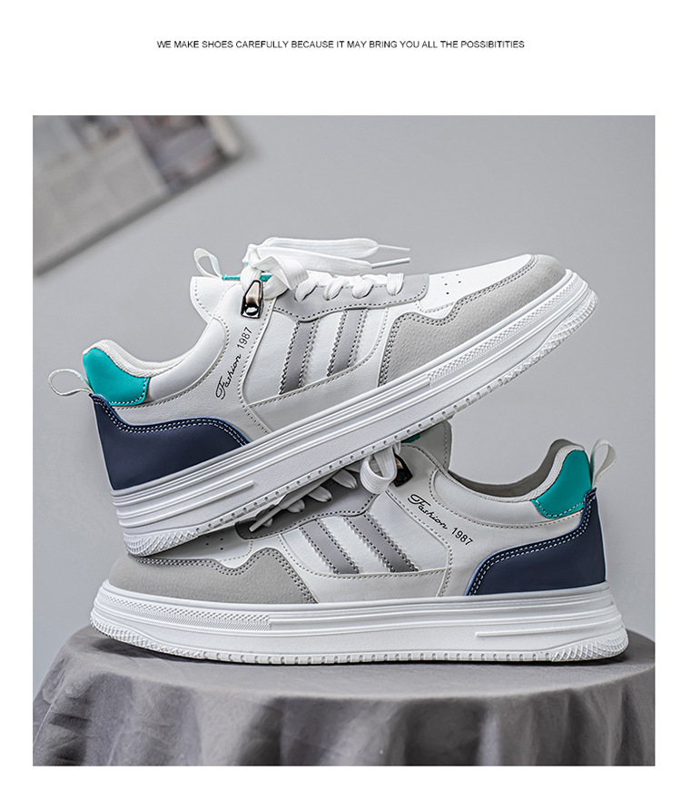 Zapatos casuales de hombre con cordones transpirables estilo color block detail 8